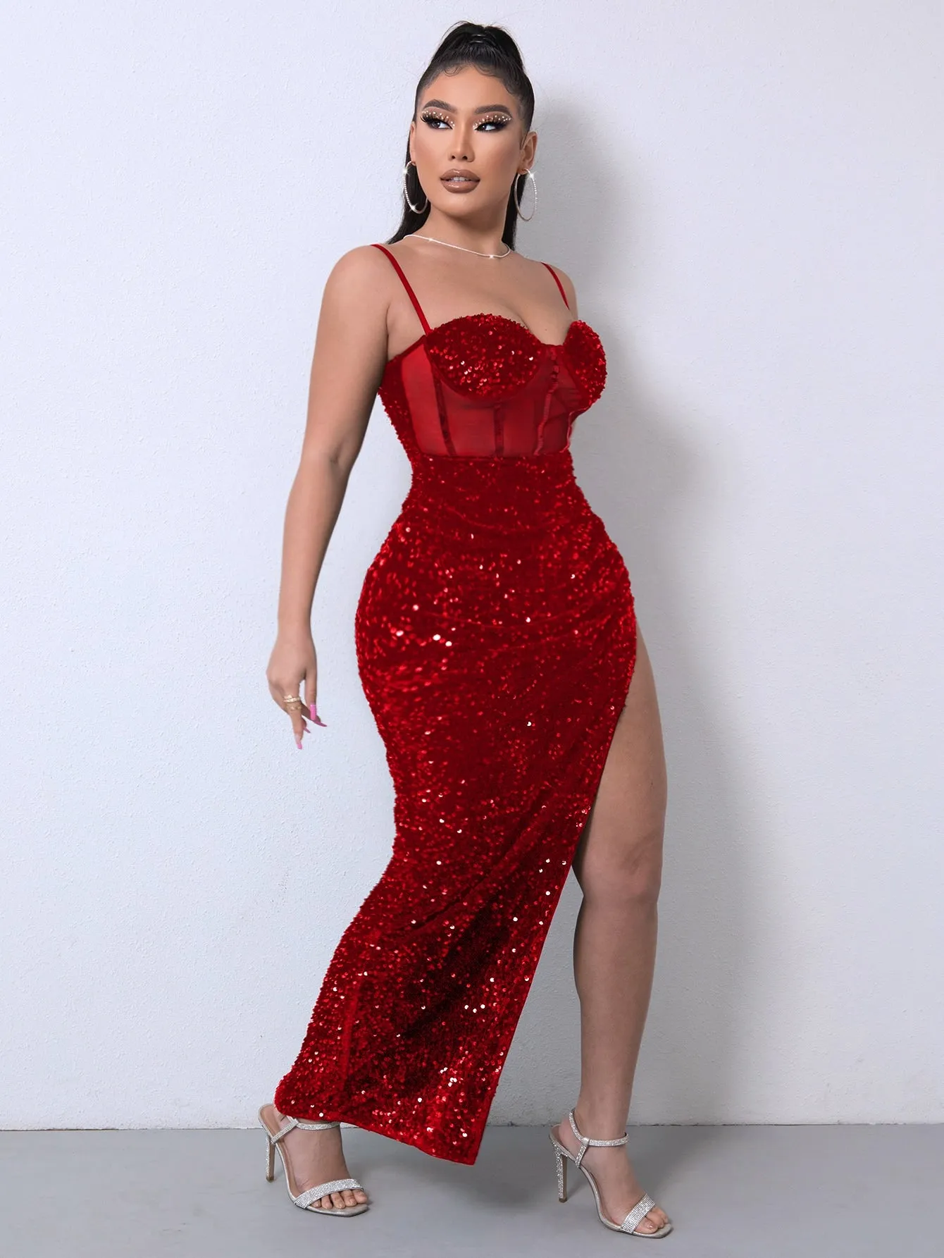 Turn Heads with a Sequin Spliced Mesh Adjustable Strap Dress—On-Trend Looks