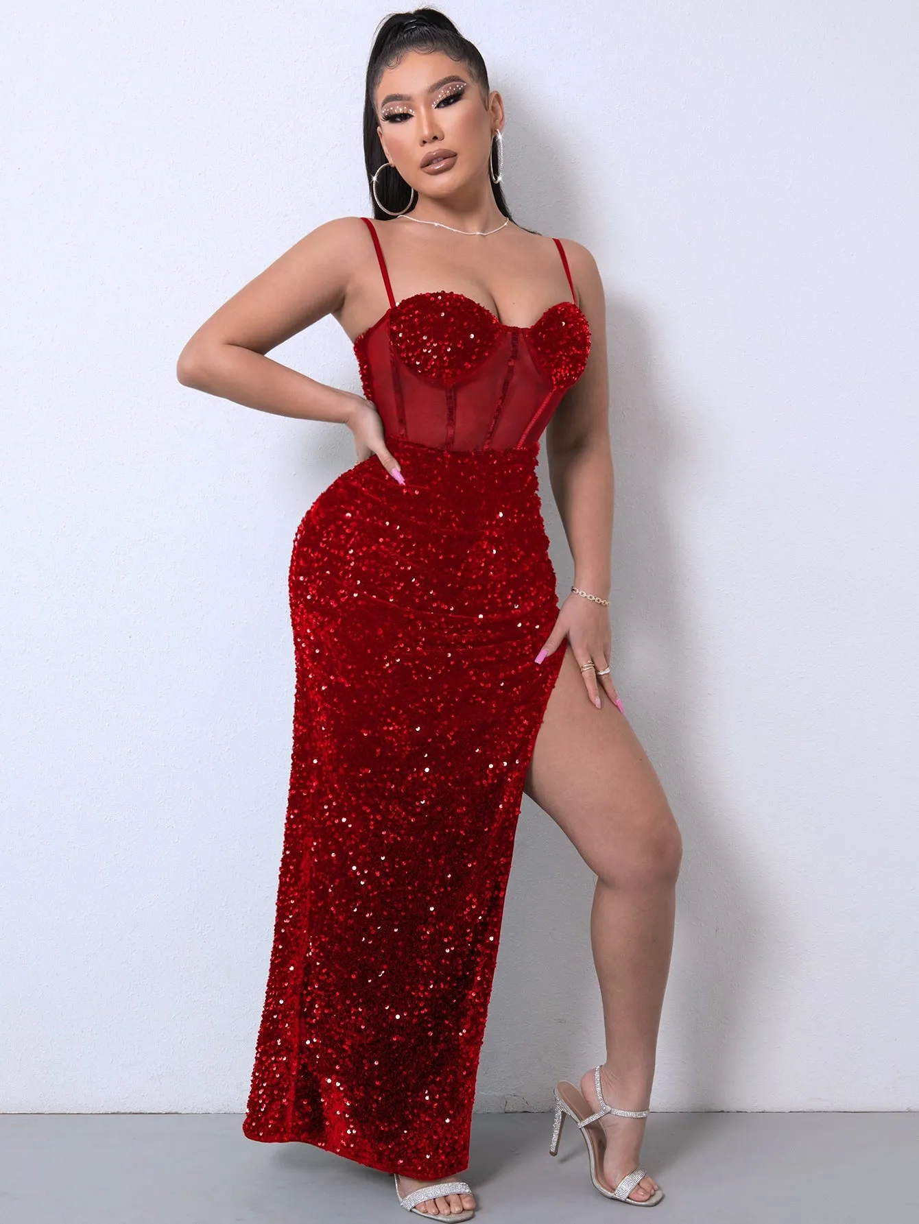 Turn Heads with a Sequin Spliced Mesh Adjustable Strap Dress—On-Trend Looks
