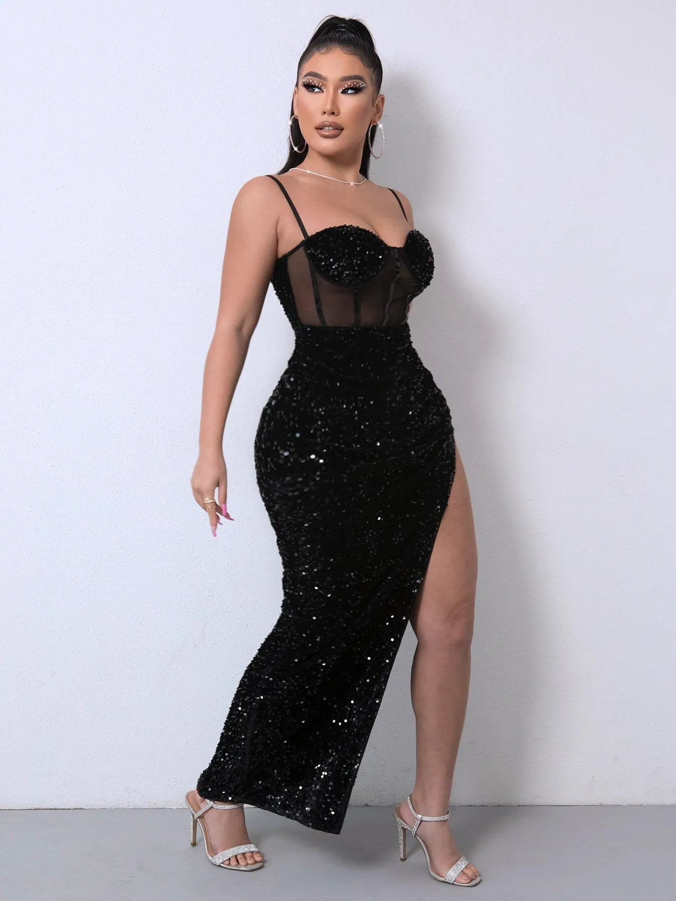 Turn Heads with a Sequin Spliced Mesh Adjustable Strap Dress—On-Trend Looks