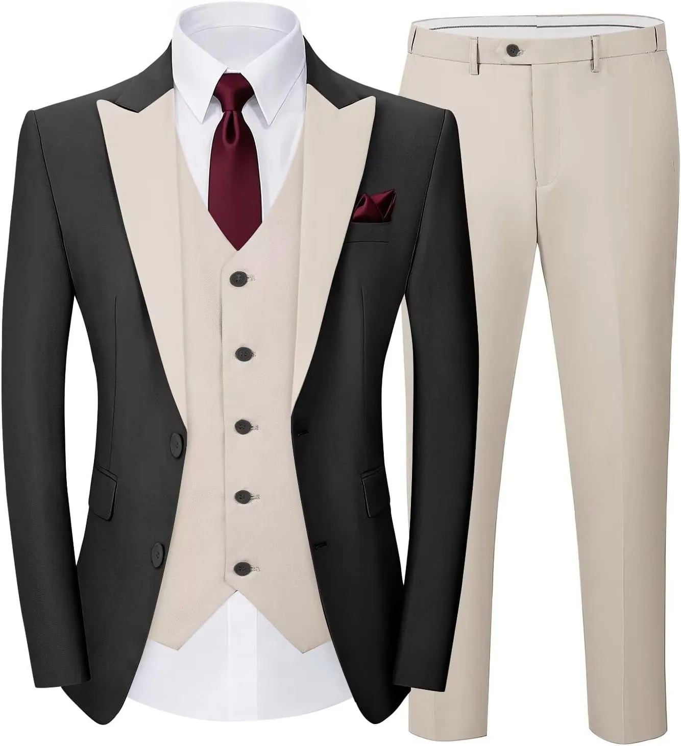 Tuxedo Men Suit Slim Fit 3 Piece Men Suits for Wedding Prom Groom Fashion One Button Blazer Vest Pants Set