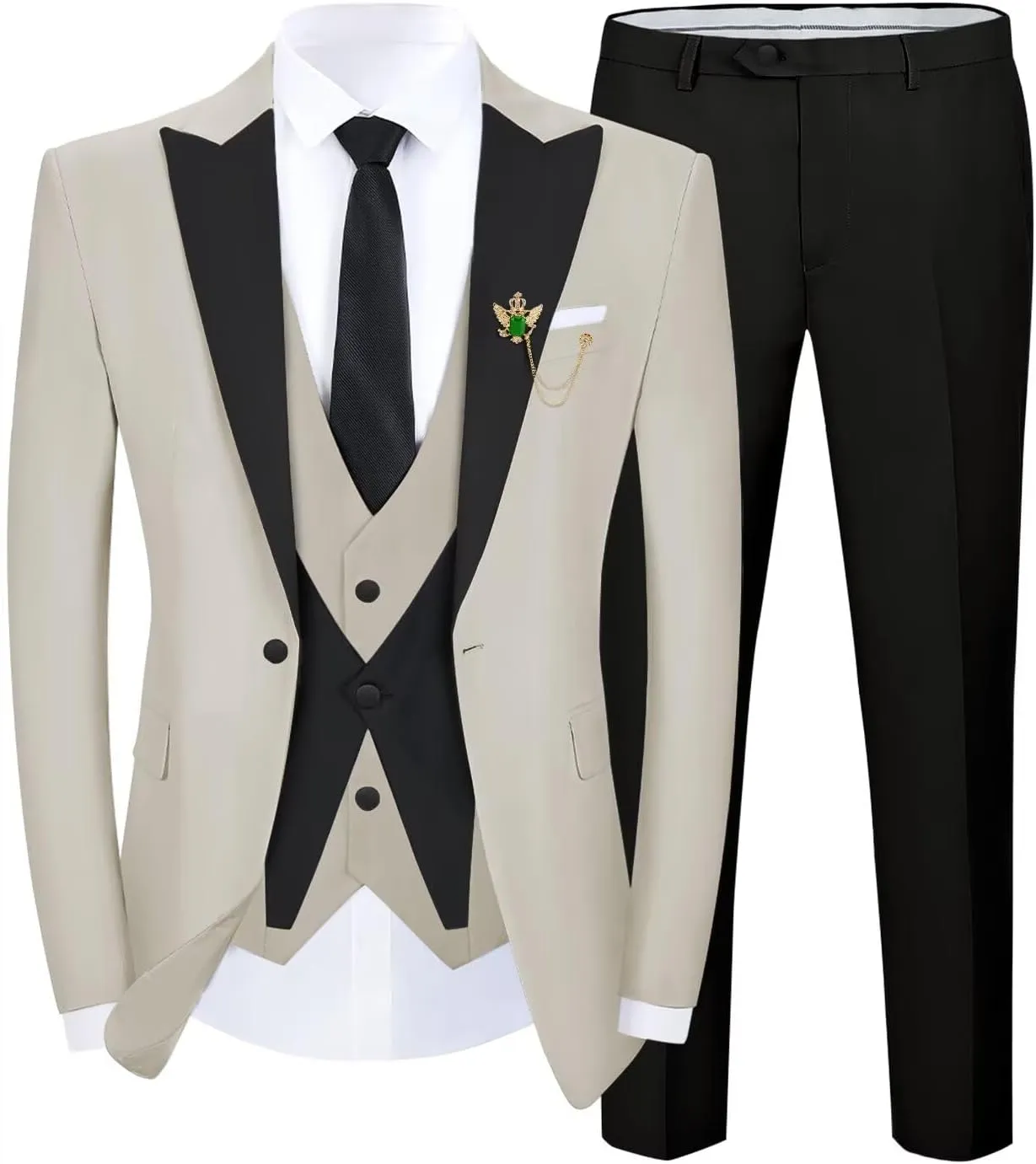 Tuxedo Men Suit Slim Fit 3 Piece Men Suits for Wedding Prom Groom Fashion One Button Blazer Vest Pants Set