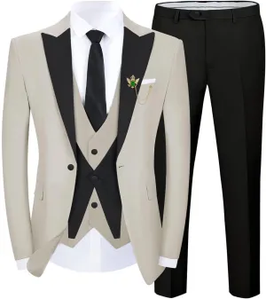Tuxedo Men Suit Slim Fit 3 Piece Men Suits for Wedding Prom Groom Fashion One Button Blazer Vest Pants Set