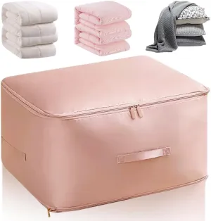 Ultra Space Saving Self Compression Organizer, 2024 New Heavy Duty Self Compression Moving Organizer Bags, Premium Comforter Storage Bag Packaging Cube Bedding Storage Bag (Pink, X-Large)