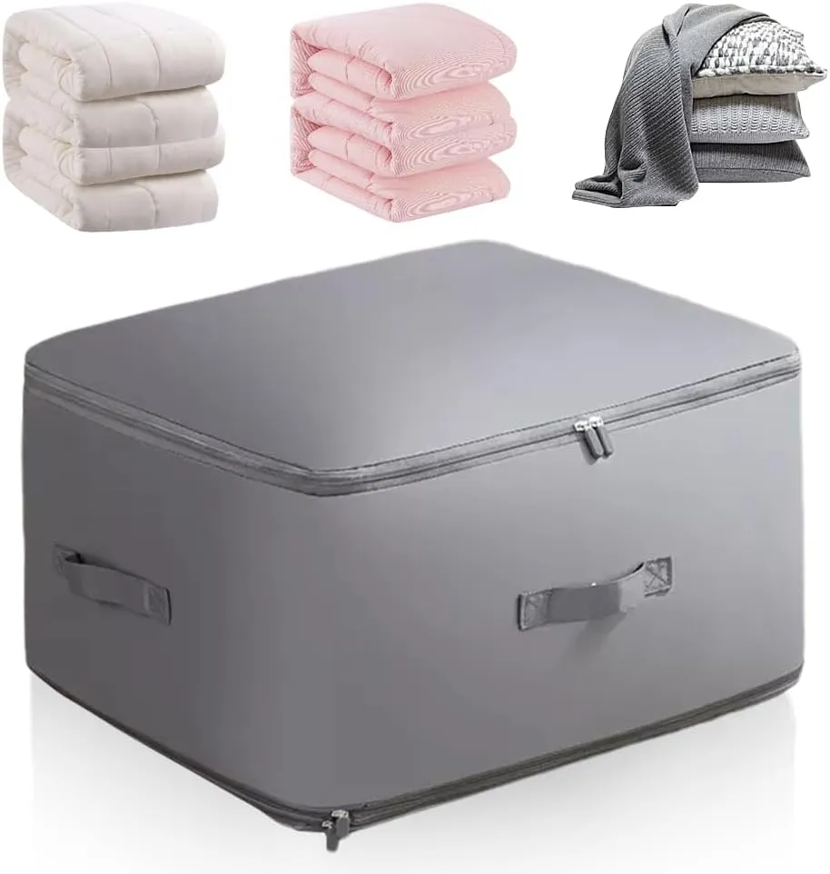 Ultra Space Saving Self Compression Organizer, 2024 New Propositiony Ultra Space Saving Self Compression, Storage Tote for Space Saving Compression Moving Organizer Bags for Blankets (Grey, X-Large)