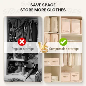 Ultra Space Saving Self Compression Organizer, 2025 New Space Saving Self Compression Organizer for Comforters, Blankets, Bedding, Portable Heavy Duty Moving Bags Storage Tote (Pink, L(54*42*30CM))