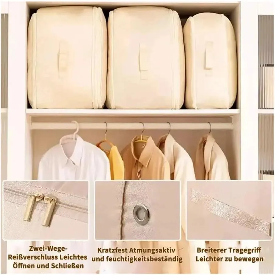 Ultra Space Saving Self Compression Organizer Compression Duvet Storage Bag Large Capacity Closet Cabinet Organizer StoragePouch(Oversize beige,1PCS)
