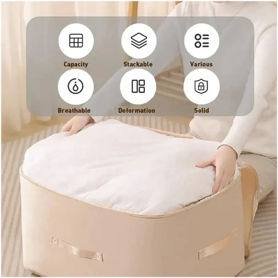 Ultra Space Saving Self Compression Organizer Compression Duvet Storage Bag Large Capacity Closet Cabinet Organizer StoragePouch(Oversize beige,1PCS)