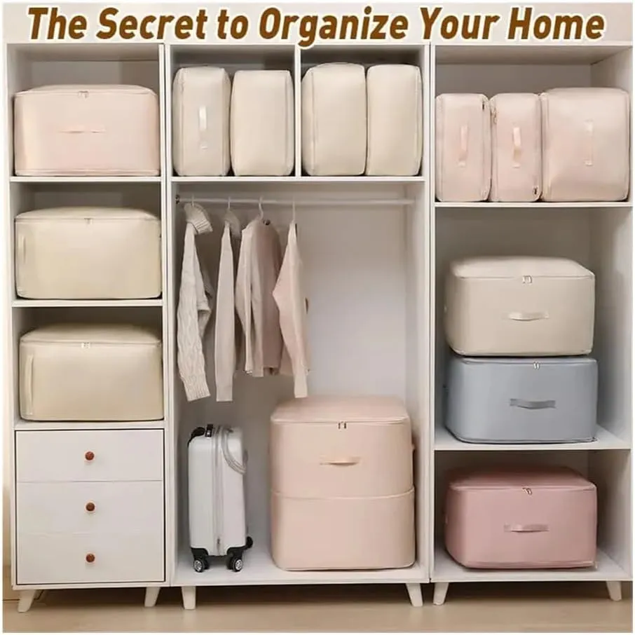 Ultra Space Saving Self Compression Organizer Compression Duvet Storage Bag Large Capacity Closet Cabinet Organizer StoragePouch(Small pink,1PCS)