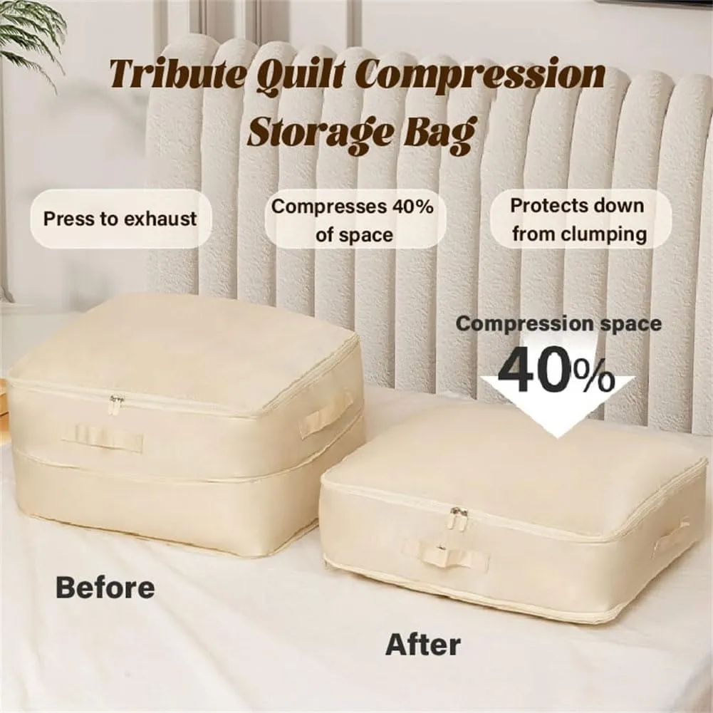 Ultra Space Saving Self Compression Organizer, Heavy Duty Moving Bags, Storage Tote for Space Saving, Self Compression Moving Organizer Bags for Comforters, Clothes, Blankets (Khaki,XL(54*42*60CM))