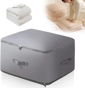 Ultra Space Saving Self Compression Organizer, Heavy Duty Self Compression Moving Organizer Bags, Storage Tote for Space Saving, Clothing Storage Bags for Comforters, Blankets, Bedding (Gray, Large)