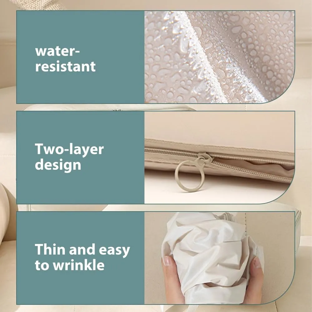 Ultra Space Saving Self Compression Organizer, Space Saver Quilt Compression Storage Bag, Portable Compression Packing Cubes for Travel Heavy Duty Moving Bags (Beige, L - 40 * 30 * 18cm)