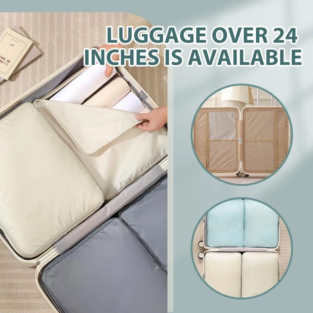 Ultra Space Saving Self Compression Organizer, Space Saver Quilt Compression Storage Bag, Portable Compression Packing Cubes for Travel Heavy Duty Moving Bags (Beige, L - 40 * 30 * 18cm)