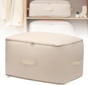 Ultra Space Saving Self Compression Organizer, Space Saver Quilt Compression Storage Bag, Portable Compression Packing Cubes for Travel Heavy Duty Moving Bags (Beige, L - 40 * 30 * 18cm)