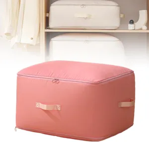 Ultra Space Saving Self Compression Organizer, Space Saver Quilt Compression Storage Bag, Portable Compression Packing Cubes for Travel Heavy Duty Moving Bags (Pink, L - 40 * 30 * 18cm)