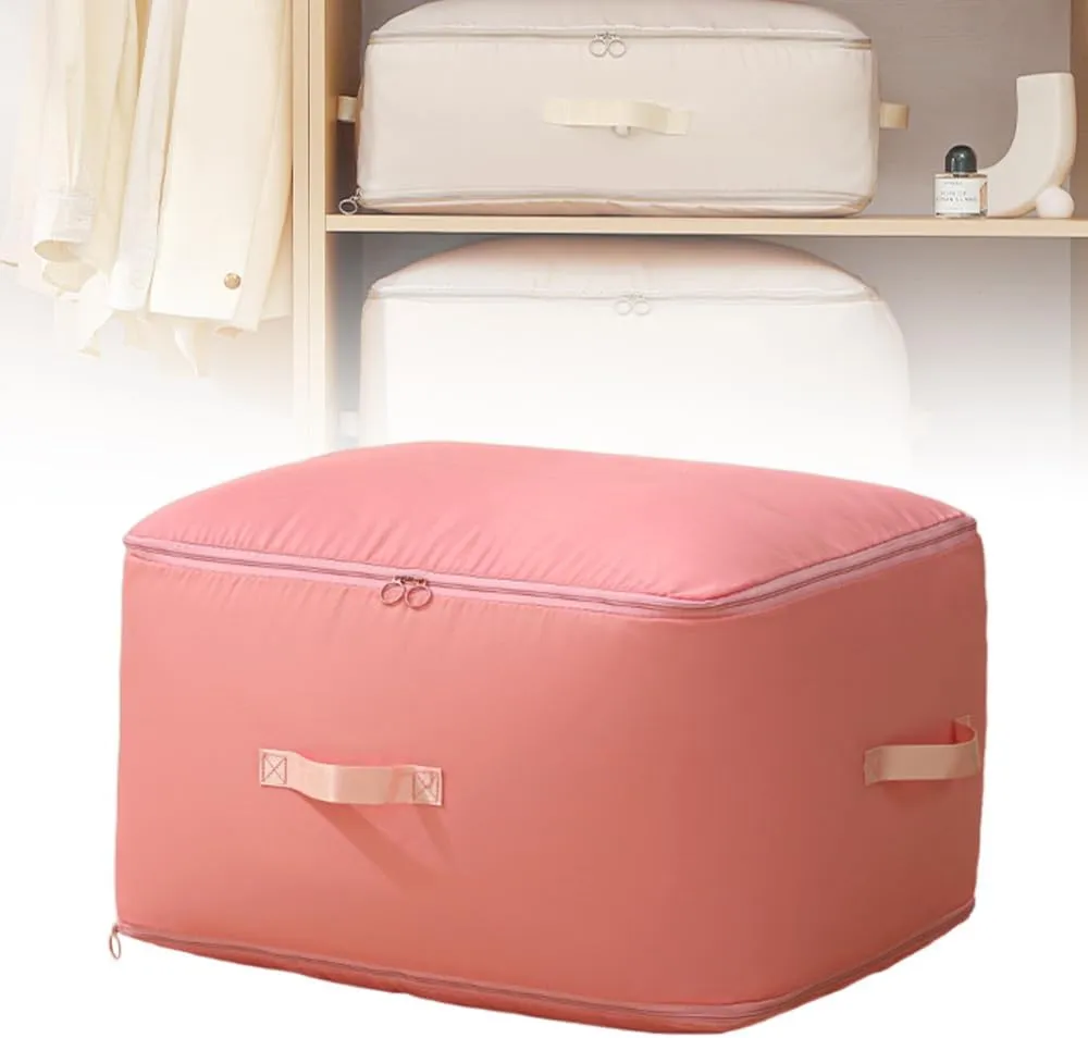 Ultra Space Saving Self Compression Organizer, Space Saver Quilt Compression Storage Bag, Portable Compression Packing Cubes for Travel Heavy Duty Moving Bags (Pink, L - 40 * 30 * 18cm)