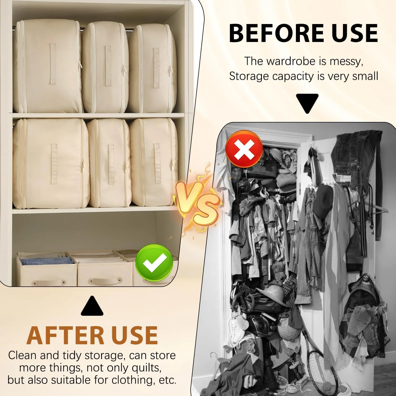 Ultra Space Saving Self Compression Organizer,New Heavy Duty Moving Bags,Clothing Storage Bags with Zipper for Comforters,Blankets,Bedding,Clothes(Grey,L-54 * 42 * 30cm)