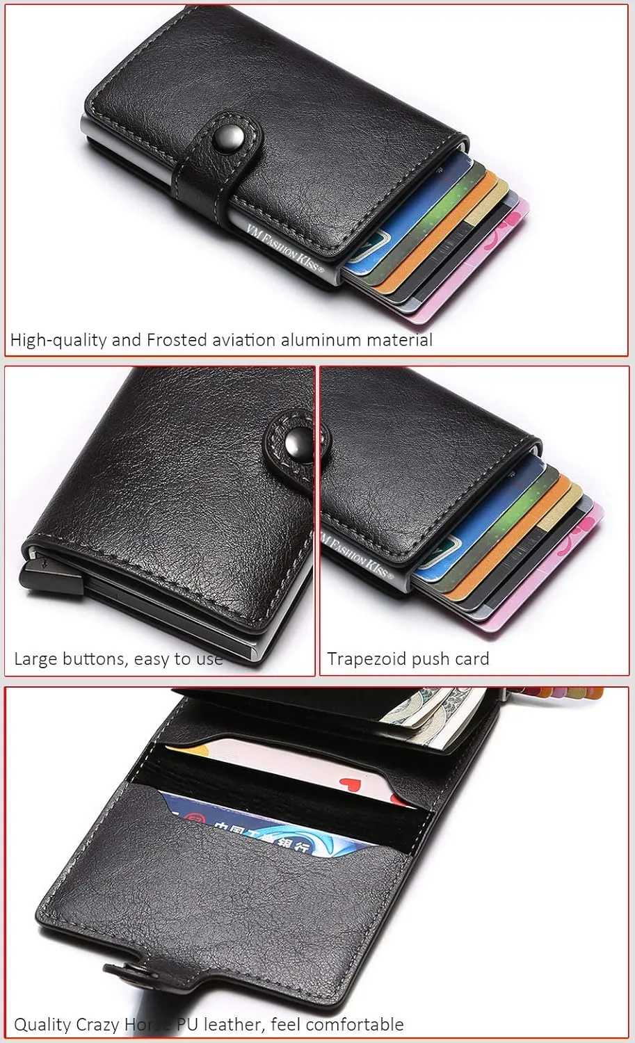 Ultra-thin RFID blocking wallet secure credit card wallet Credit Card Holders (1468-1)