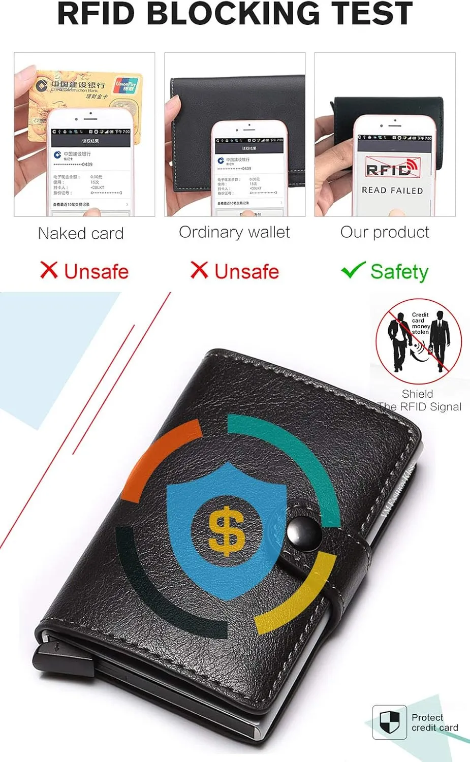 Ultra-thin RFID blocking wallet secure credit card wallet Credit Card Holders (1468-2)