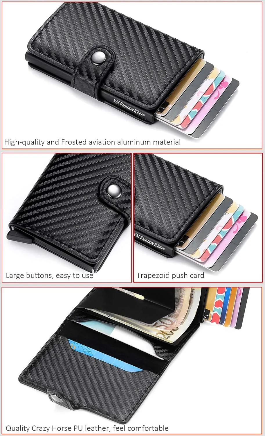 Ultra-thin RFID blocking wallet secure credit card wallet Credit Card Holders (1468-3)