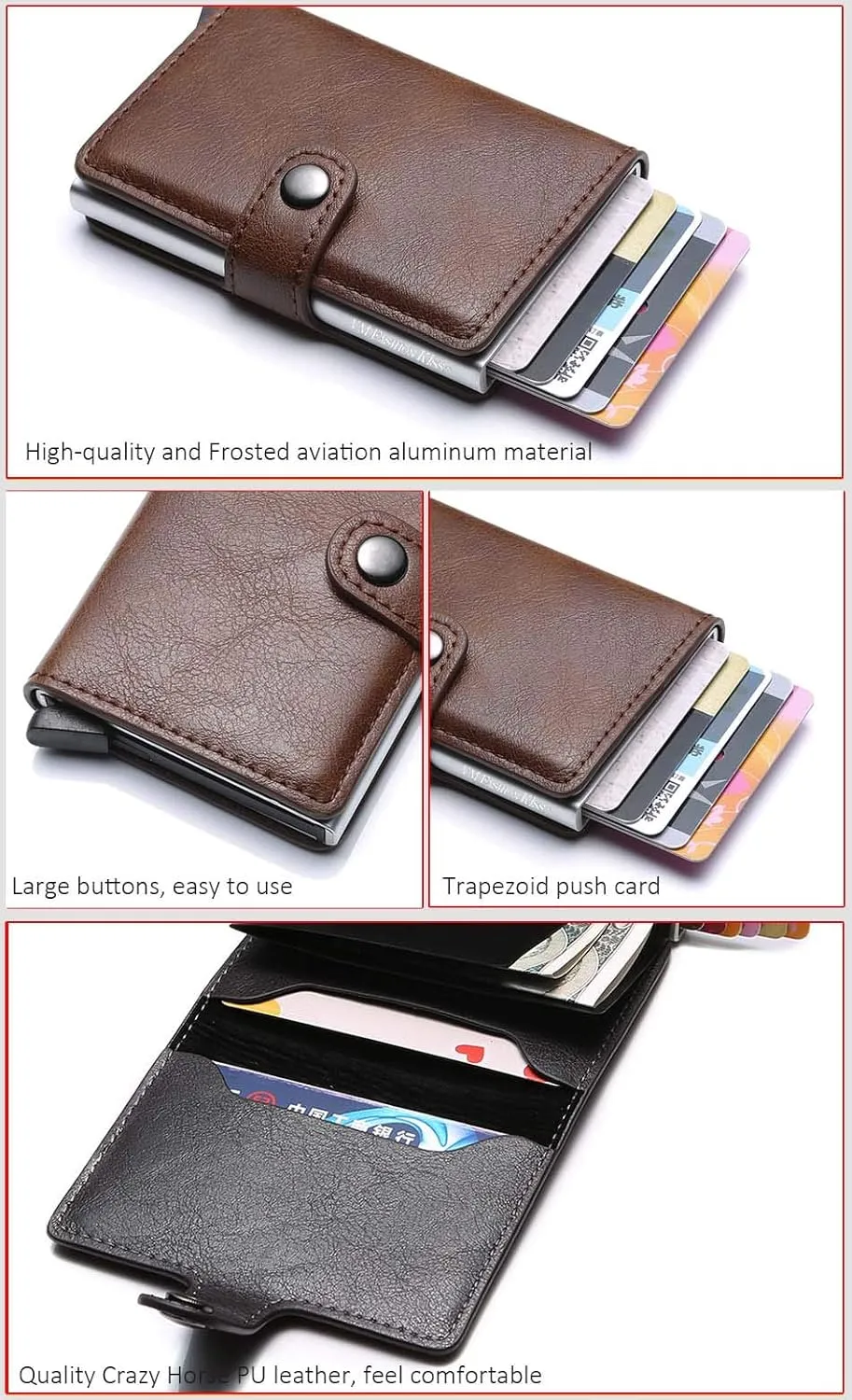Ultra-thin RFID blocking wallet secure credit card wallet Credit Card Holders (1468-4)