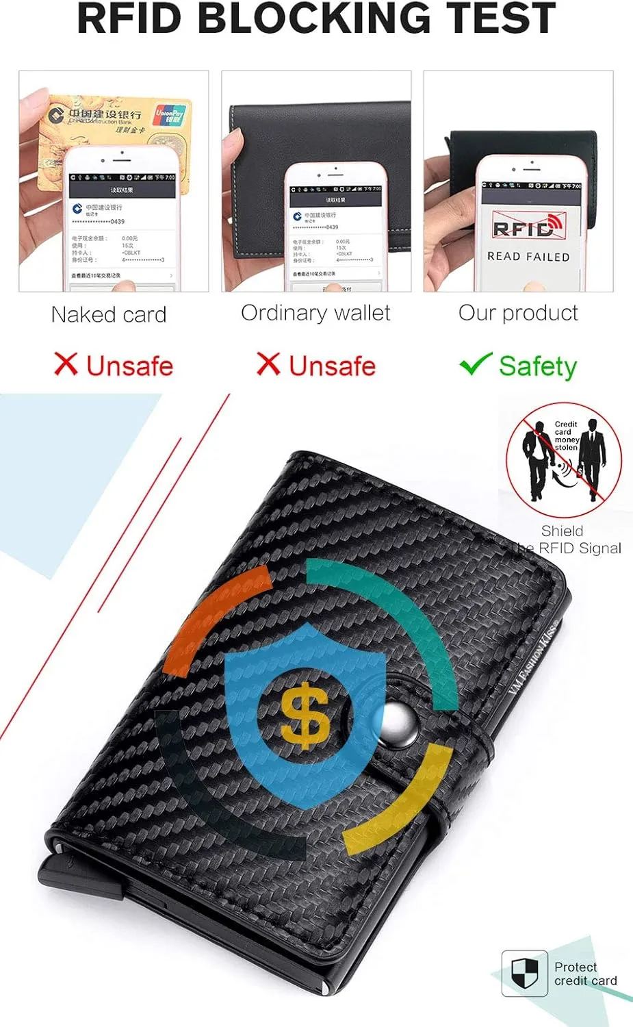 Ultra-thin RFID blocking wallet secure credit card wallet Credit Card Holders (1468-4)