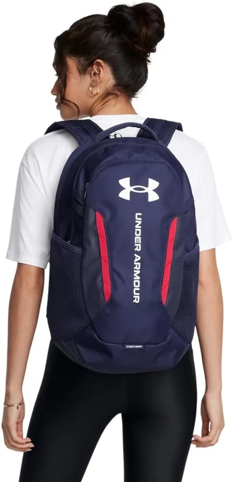 Under Armour Unisex-Adult Hustle 6.0 Backpack, (412) Midnight Navy/Midnight Navy/White, One Size Fits Most