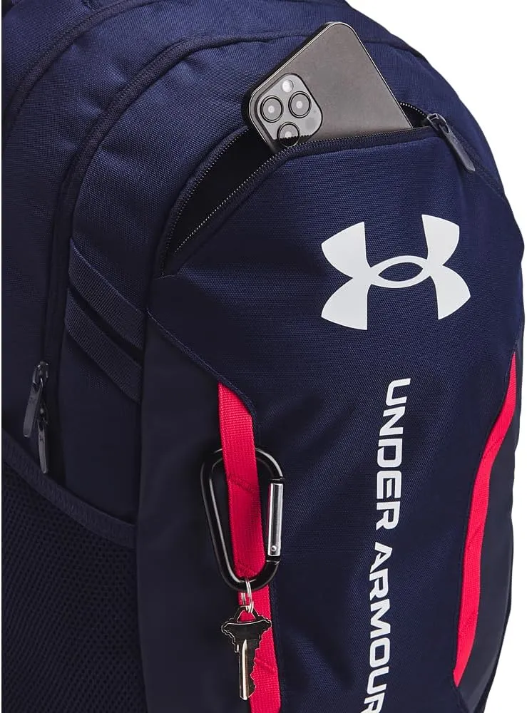 Under Armour Unisex-Adult Hustle 6.0 Backpack, (412) Midnight Navy/Midnight Navy/White, One Size Fits Most