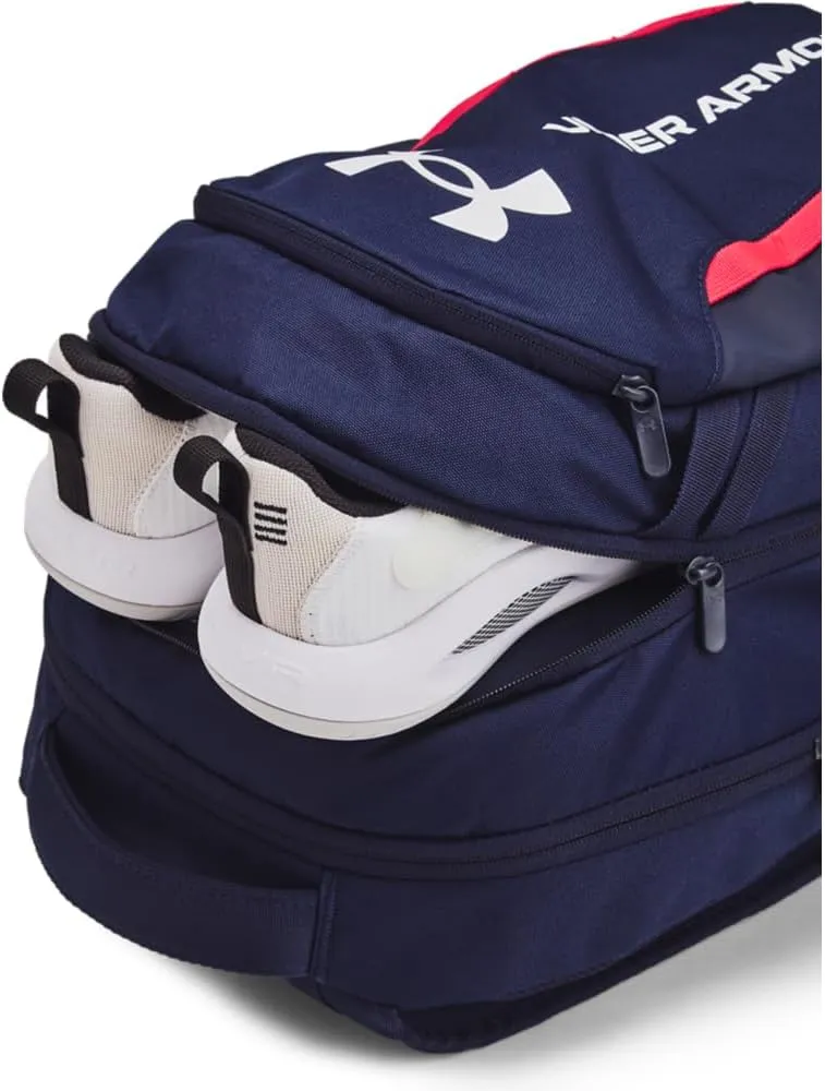 Under Armour Unisex-Adult Hustle 6.0 Backpack, (412) Midnight Navy/Midnight Navy/White, One Size Fits Most