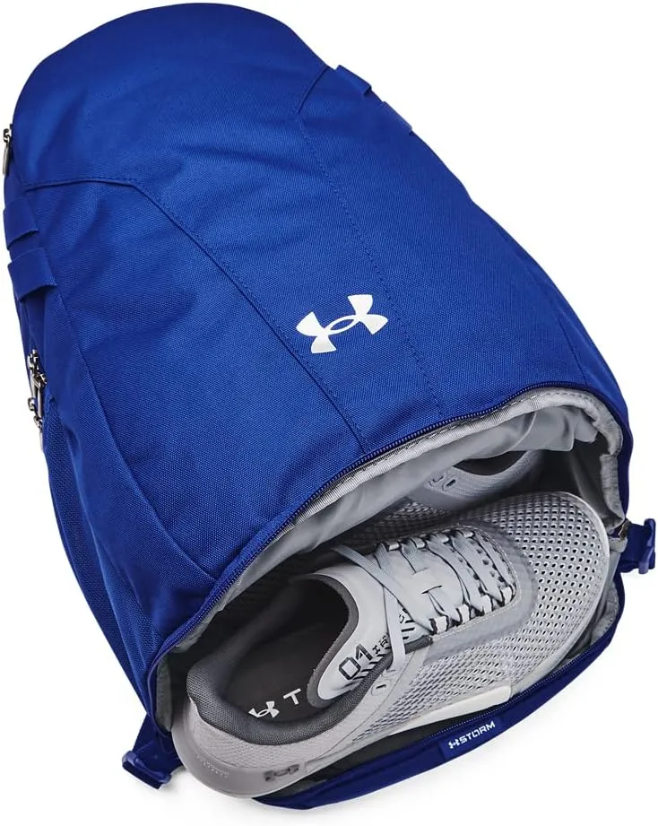 Under Armour Unisex Hustle 5.0 Team Backpack, (400) Royal/Royal/Metallic Silver, One Size Fits All