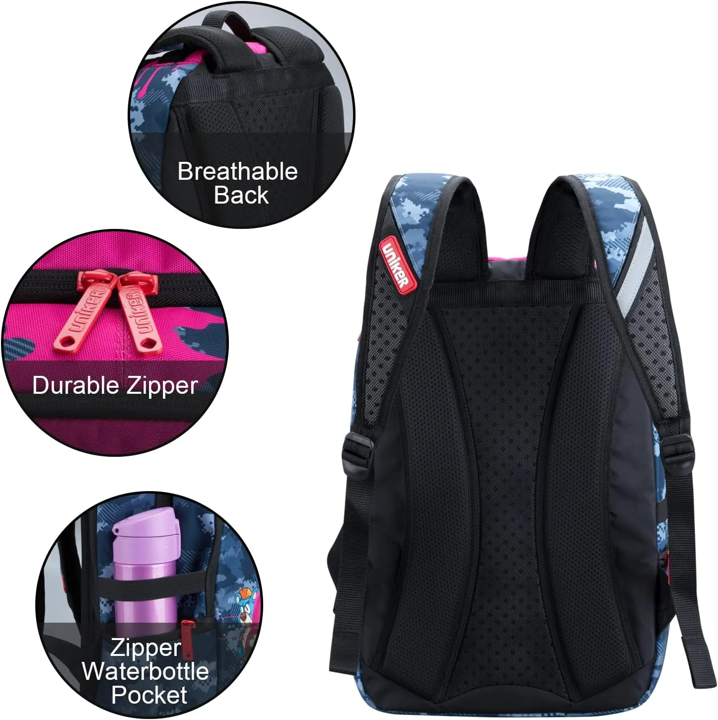 UNIKER Backpack for Girls,Graffiti Backpack for women,School Backpack for Girls, Laptop Backpack for 15.6 Inch,College Bag Computer Bag Pink, 20L