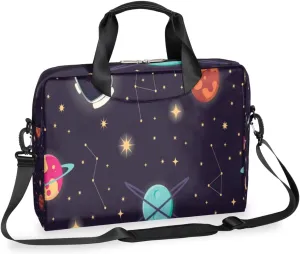 Universe Planets Stars Astronaut Laptop Bag 16 Inch with Shoulder Straps & Handle Water-Resistant Durable Messenger Bag for Men Women Business Office Travel Gifts