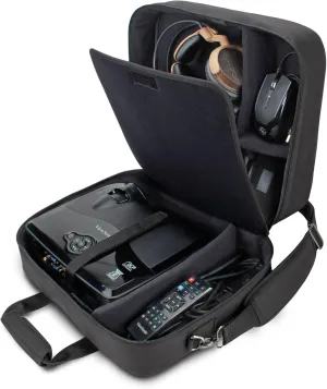 USA Gear Projector Carrying Case, Customizable Scratch Resistant Interior, HDMI Projector Bag Compatible with Epson, Benq and More Bluetooth (15 x 12 x 3 inches) - Black