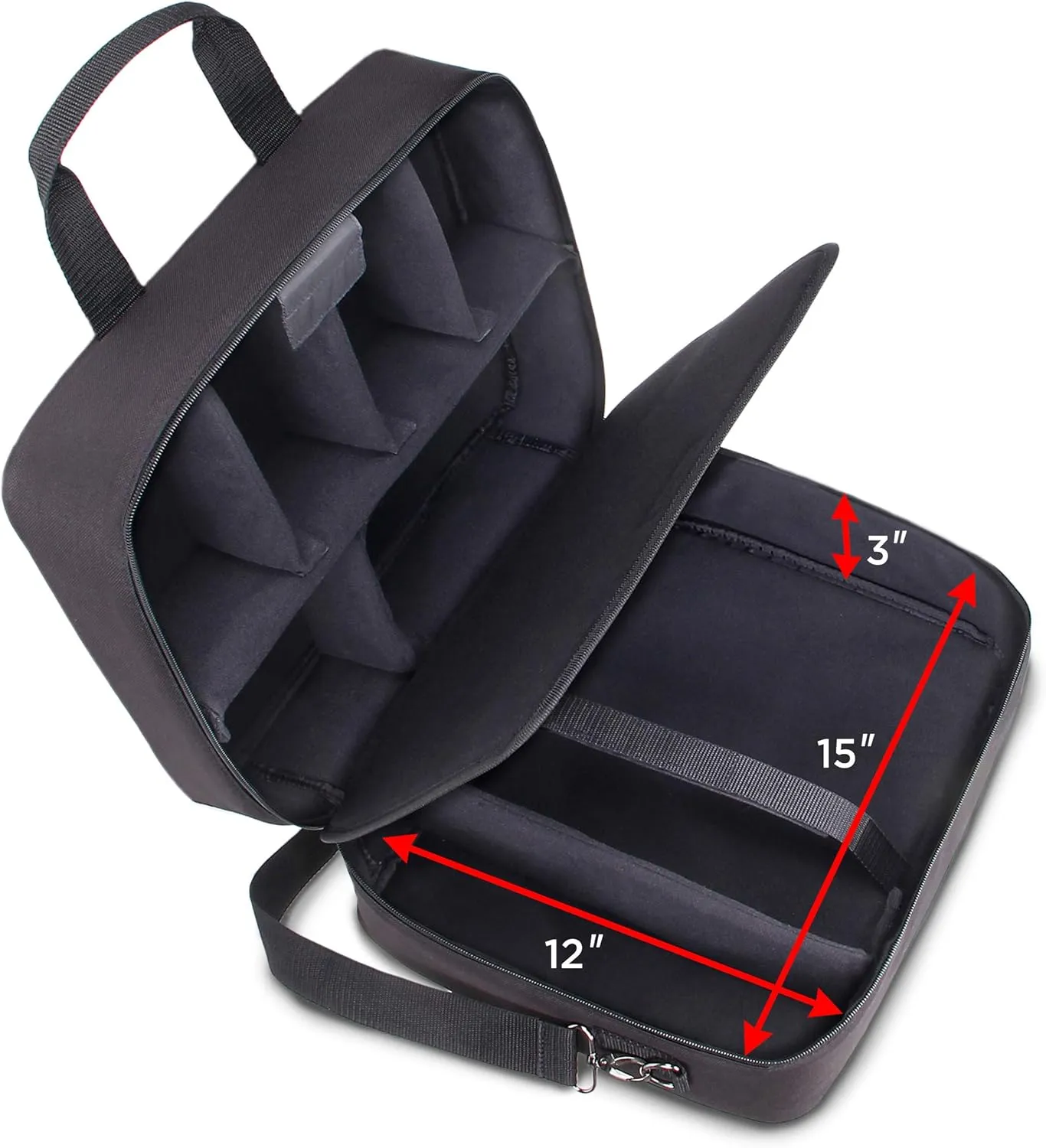 USA Gear Projector Carrying Case, Customizable Scratch Resistant Interior, HDMI Projector Bag Compatible with Epson, Benq and More Bluetooth (15 x 12 x 3 inches) - Black