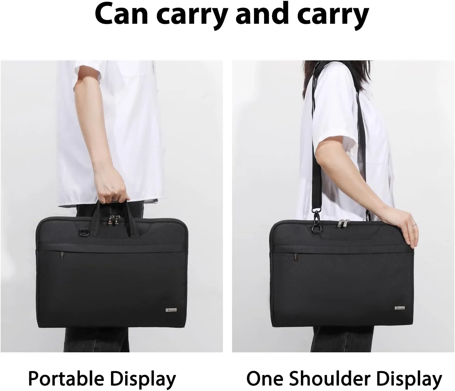 V Voova Laptop Bag 13-14 inch with Shoulder Strap & Handle, Waterproof Laptop Case Sleeve Compatible with 13-14” MacBook Air/MacBook Pro, Slim Briefcase Computer Cover for Men Women, Black