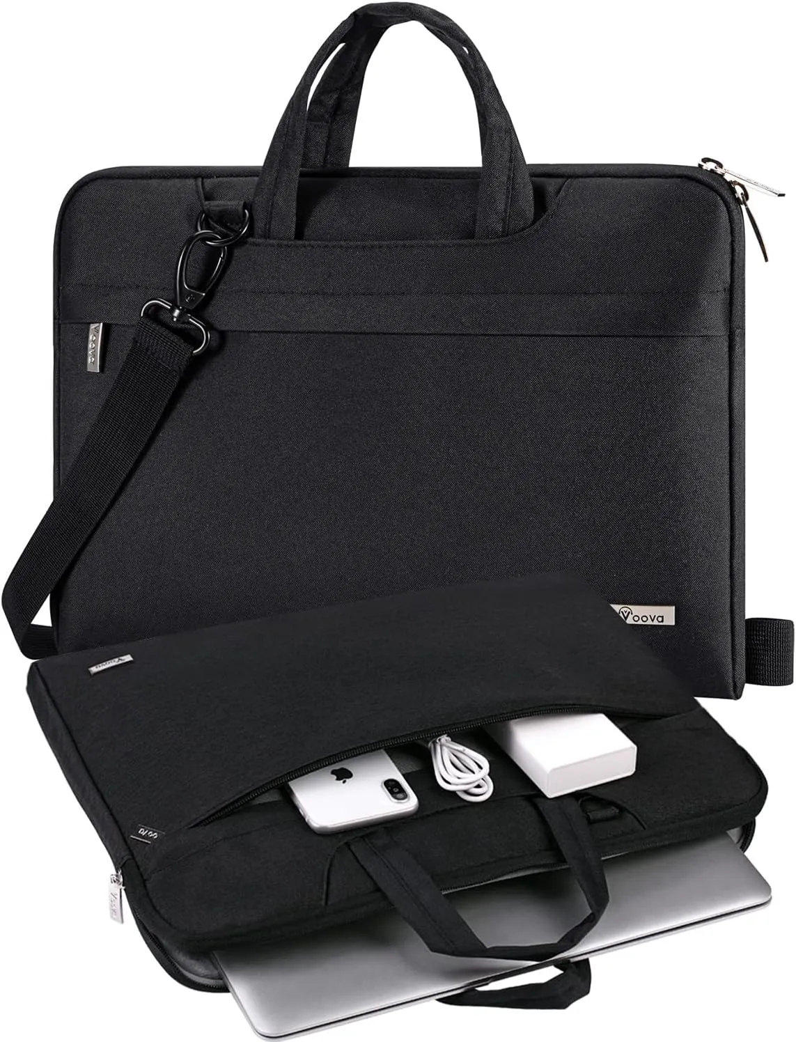 V Voova Laptop Bag 13-14 inch with Shoulder Strap & Handle, Waterproof Laptop Case Sleeve Compatible with 13-14” MacBook Air/MacBook Pro, Slim Briefcase Computer Cover for Men Women, Black