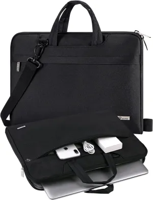 V Voova Laptop Bag 13-14 inch with Shoulder Strap & Handle, Waterproof Laptop Case Sleeve Compatible with 13-14” MacBook Air/MacBook Pro, Slim Briefcase Computer Cover for Men Women, Black