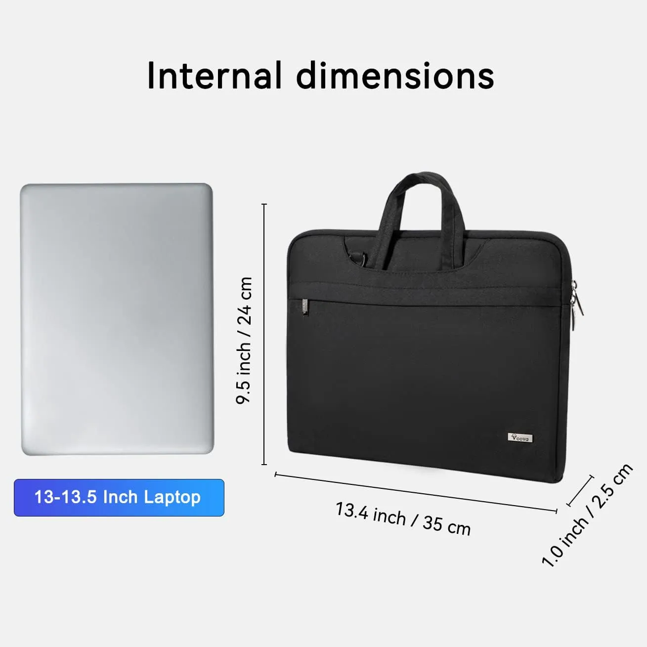 V Voova Laptop Bag 13-14 inch with Shoulder Strap & Handle, Waterproof Laptop Case Sleeve Compatible with 13-14” MacBook Air/MacBook Pro, Slim Briefcase Computer Cover for Men Women, Black
