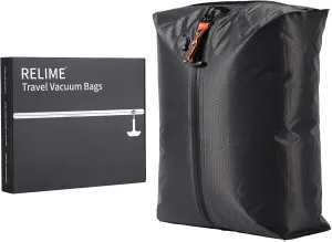 Vacuum Bags for Travel Luggage, Revolutionary Reusable Compression Bags for Carry On Suitcases and Backpack, Vacuum Seal Packing cube for Cloth Packing (1 PC No Pump)