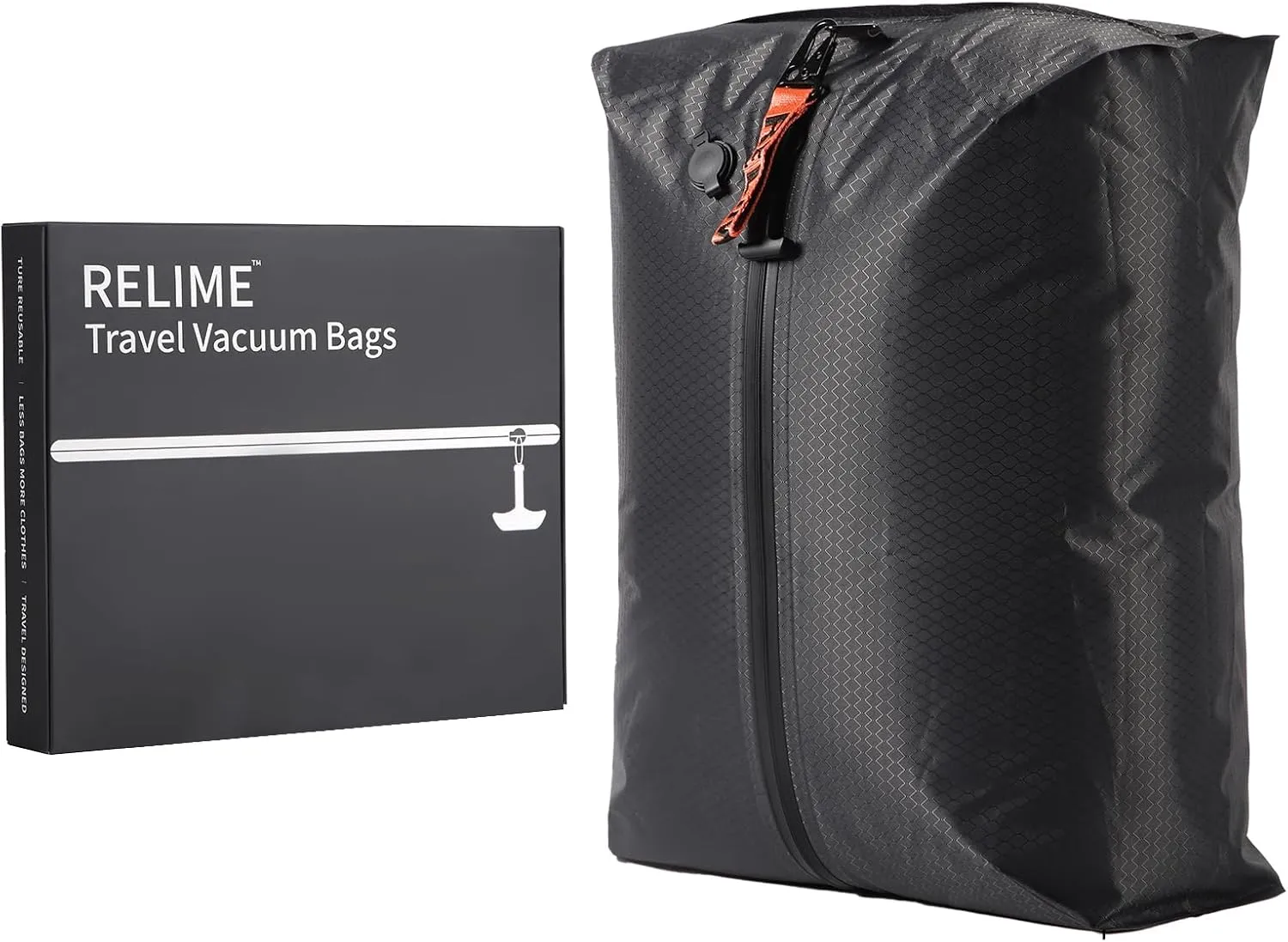 Vacuum Bags for Travel Luggage, Revolutionary Reusable Compression Bags for Carry On Suitcases and Backpack, Vacuum Seal Packing cube for Cloth Packing (1 PC No Pump)