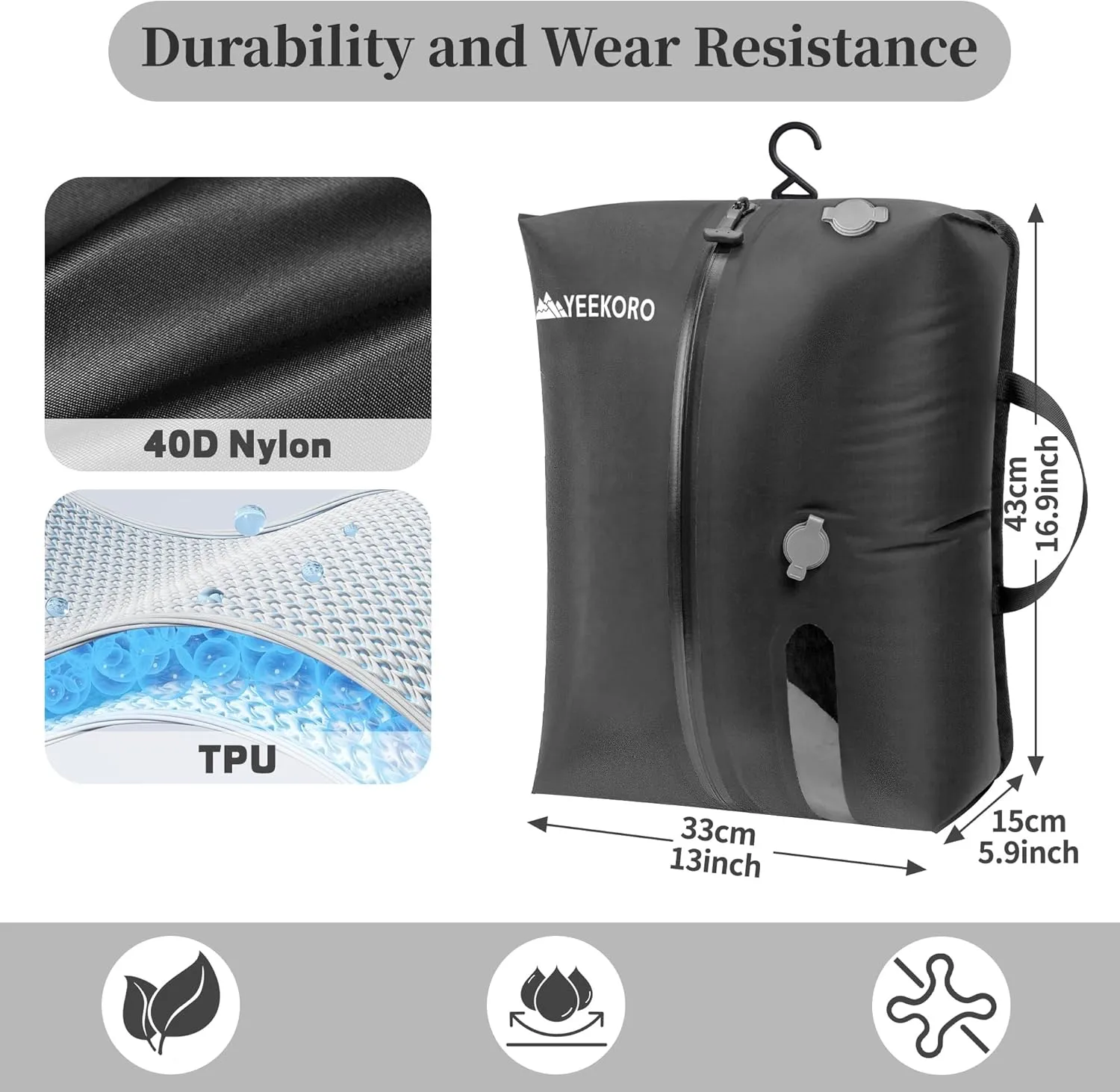 Vacuum Bags for Travel, Professional IP67 Reusable Vacuum Compression Bags for Travel Suitcases and Backpack, Durable Space Saver Bag (1 PACK, No Pump)