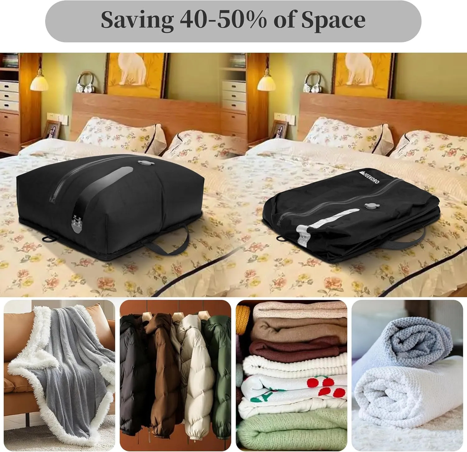 Vacuum Bags for Travel, Professional IP67 Reusable Vacuum Compression Bags for Travel Suitcases and Backpack, Durable Space Saver Bag (1 PACK, No Pump)