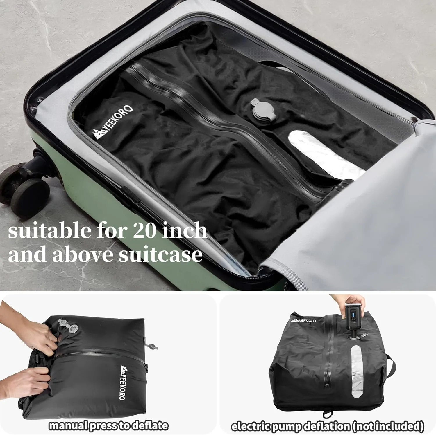 Vacuum Bags for Travel, Professional IP67 Reusable Vacuum Compression Bags for Travel Suitcases and Backpack, Durable Space Saver Bag (1 PACK, No Pump)