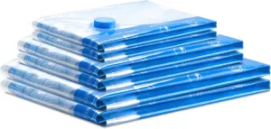 Vacuum Compression Storage Bags for Clothes - 6 Pack Reusable Space Saver Bags for travel (2 Large   2 Medium   2 Small)