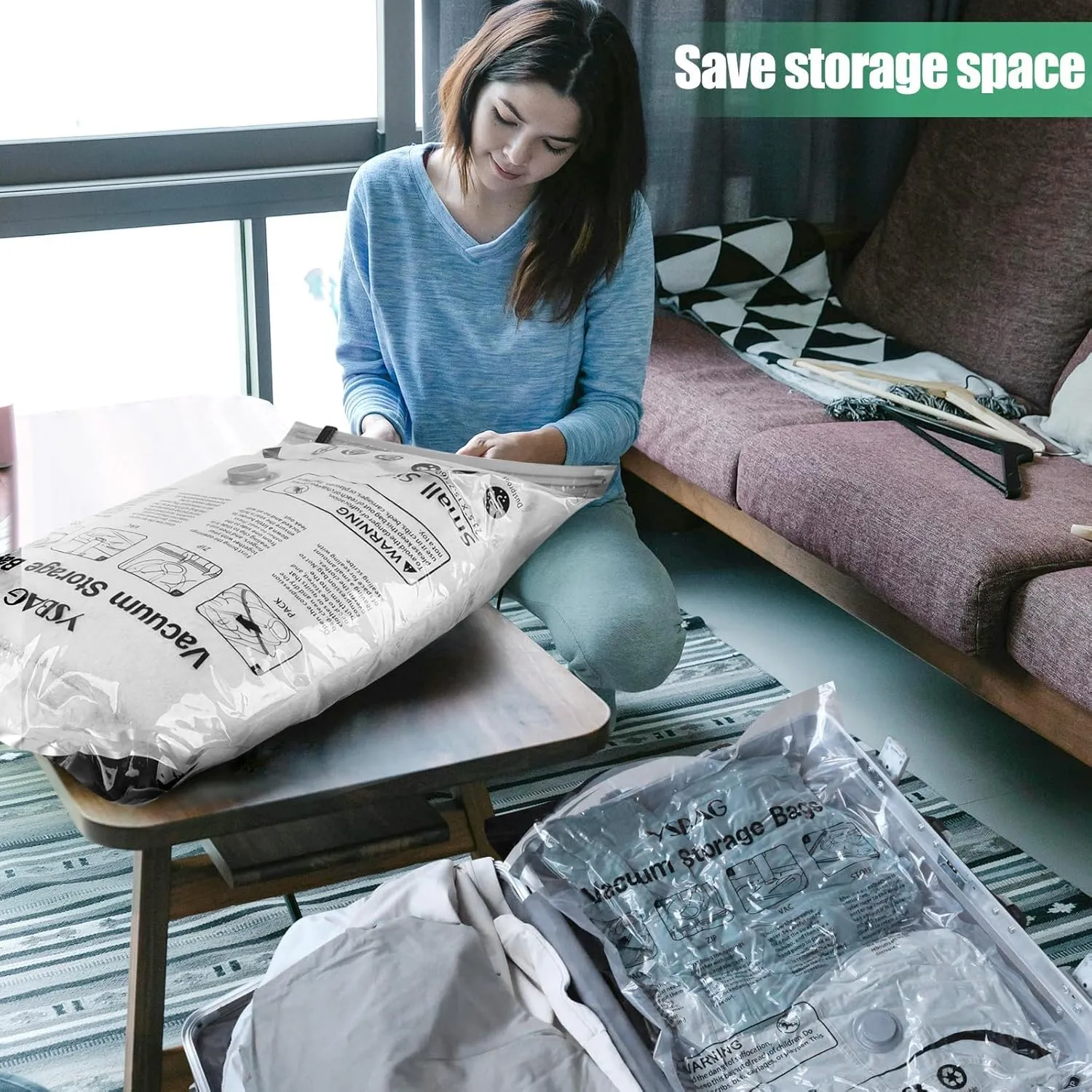Vacuum Seal Bags for Clothing- 20 Pack 4 Sized Vacuum Storage Bags with Hand Pump, Space Saver Organisers for Travel Luggage Clothes Blankets Comforters (4Jumbo，4L4M8S)