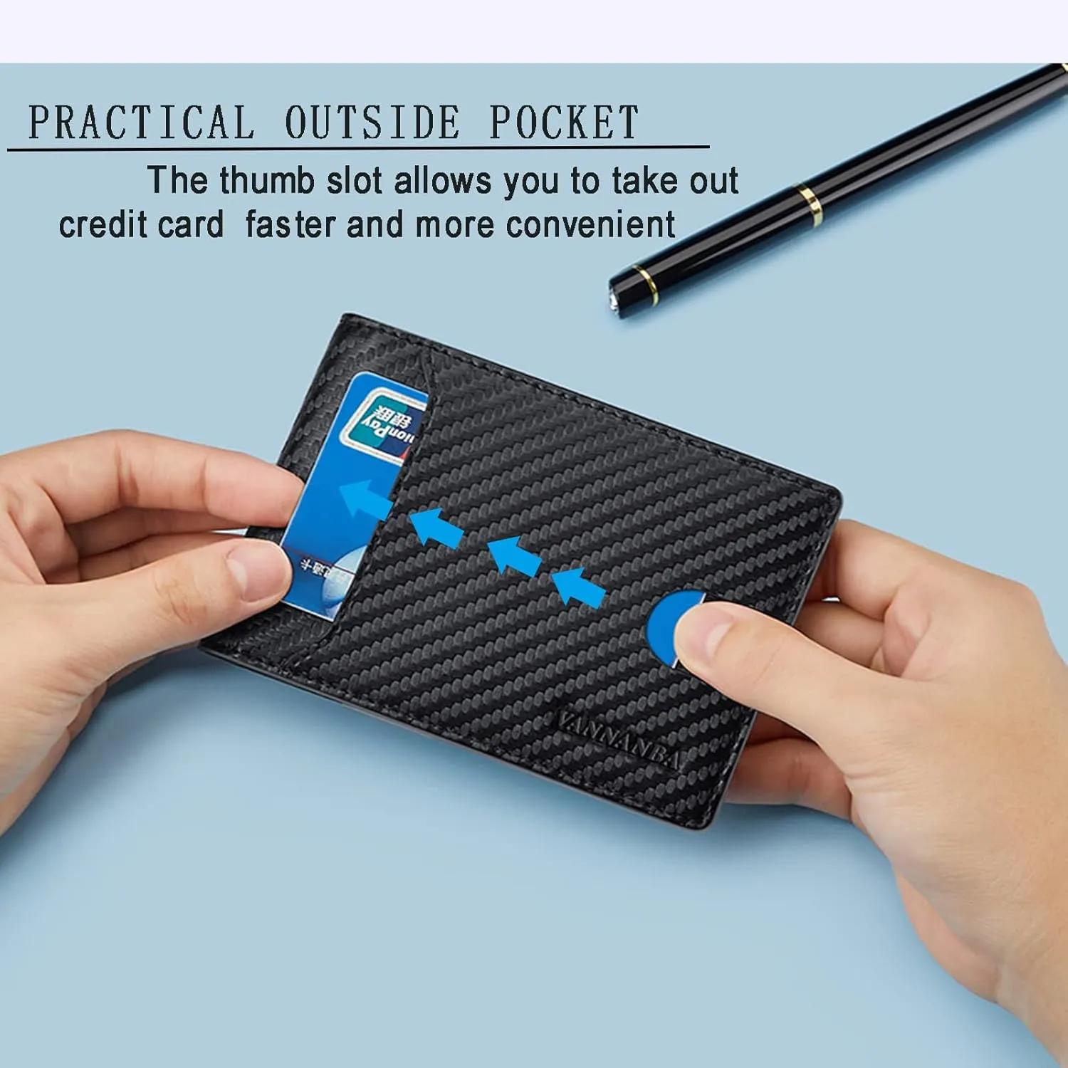 VANNANBA Slim Wallet for Men Bifold RFID Wallet Leather Card Holder Purse Front Pokcet Wallet Minimalist