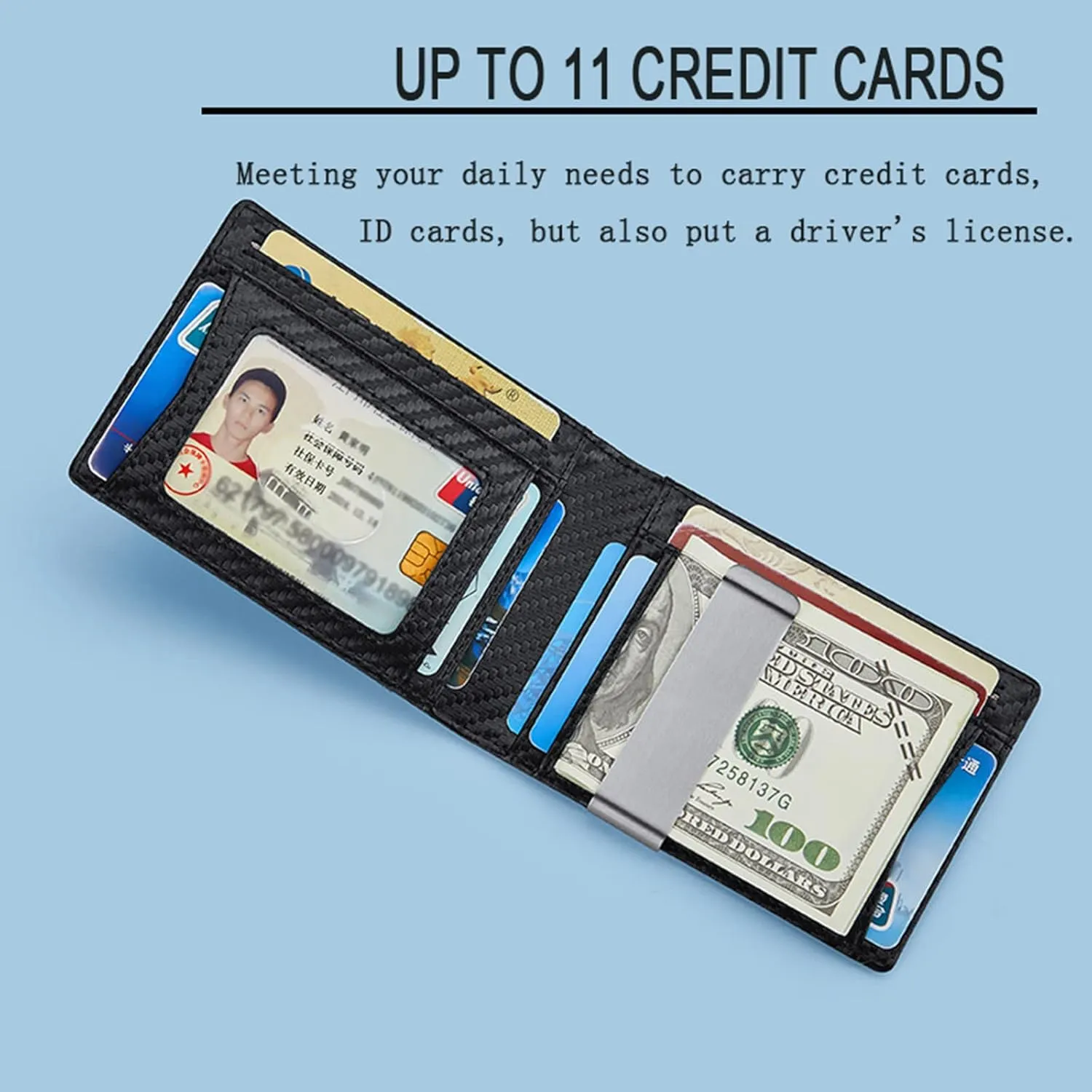 VANNANBA Slim Wallet for Men Bifold RFID Wallet Leather Card Holder Purse Front Pokcet Wallet Minimalist