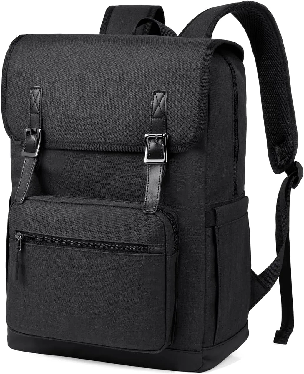 VASCHY Laptop Backpack, Water Resistant Multifunctional Business College Bookbag Computer Travel Backpack for Men Women Fits 15.6in Laptop,Black