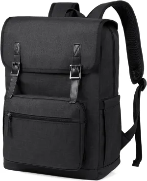 VASCHY Laptop Backpack, Water Resistant Multifunctional Business College Bookbag Computer Travel Backpack for Men Women Fits 15.6in Laptop,Black