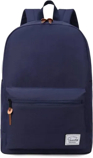 VASCHY School Backpack, Unisex Slim Lightweight Water-resistant Backpack for Men Women College Schoolbag Travel Bookbag