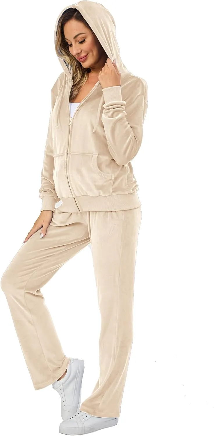 Velour Track Suits for Women Set Fall Sweatsuits 2 Piece